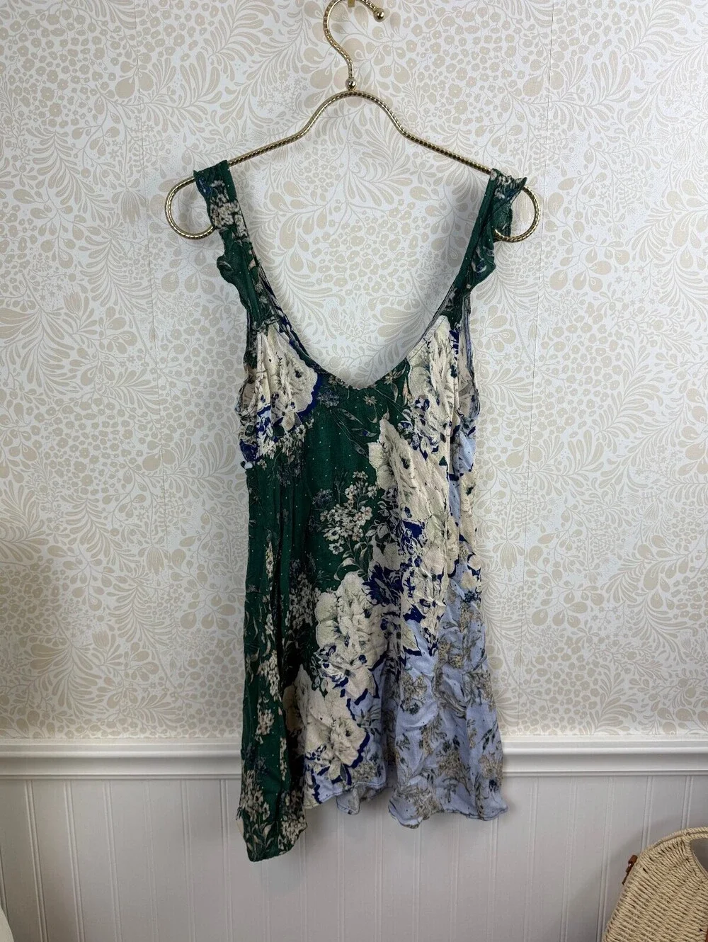 Intimately Free People Evergreen and Cream Marsha Slip Mini Dress - Size - XS